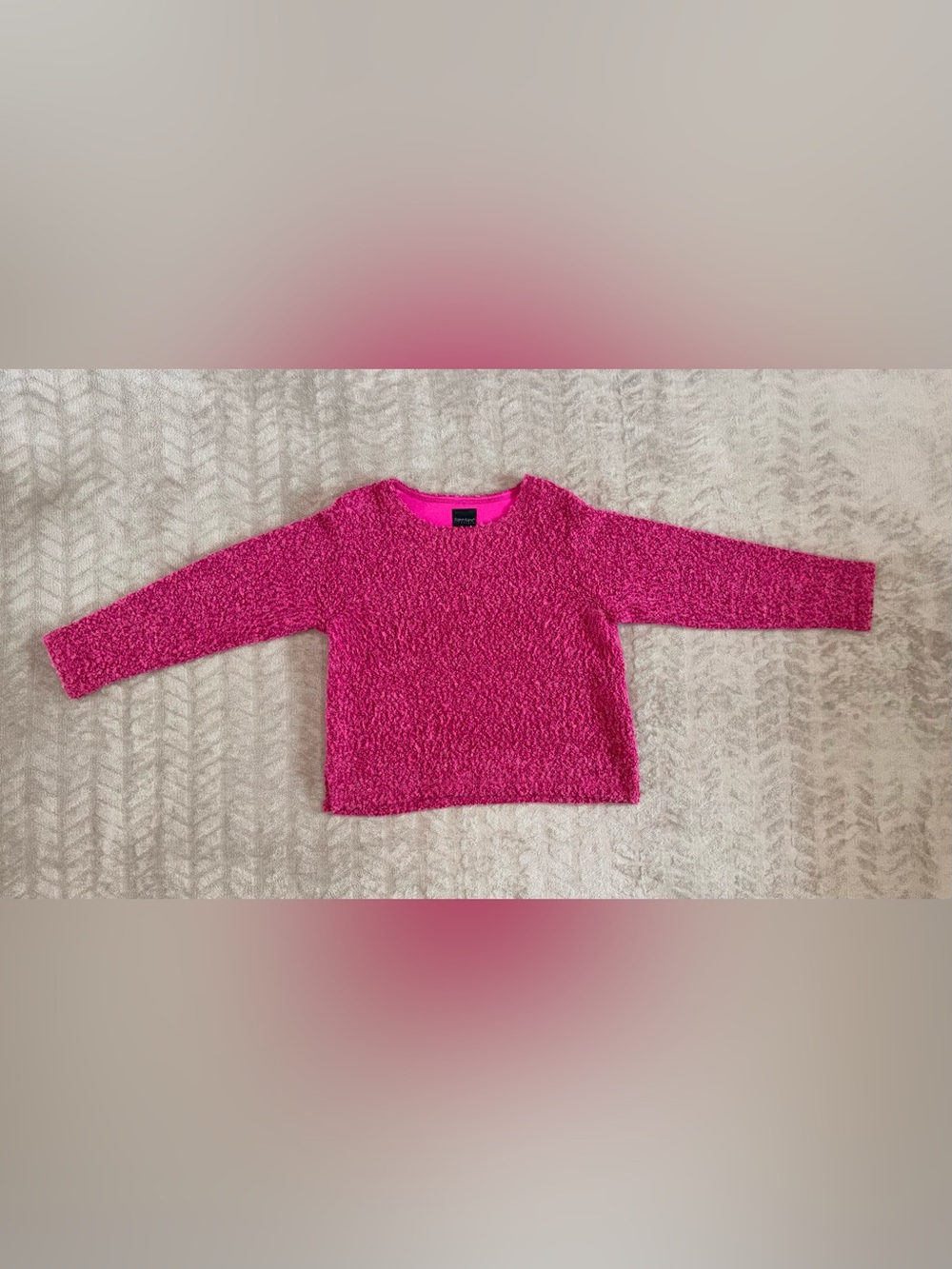 Karen Kane Lifestyle Magenta Bouclé Textured Cozy Casual Knit Sweater Size S